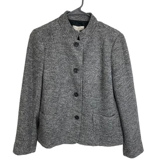 Talbots Button Front Wool Blend Jacket Gray Womens 12 Petite - Picture 1 of 6